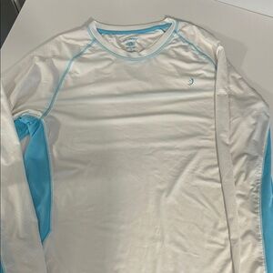 Reel Legends White and Light Blue Rash Guard